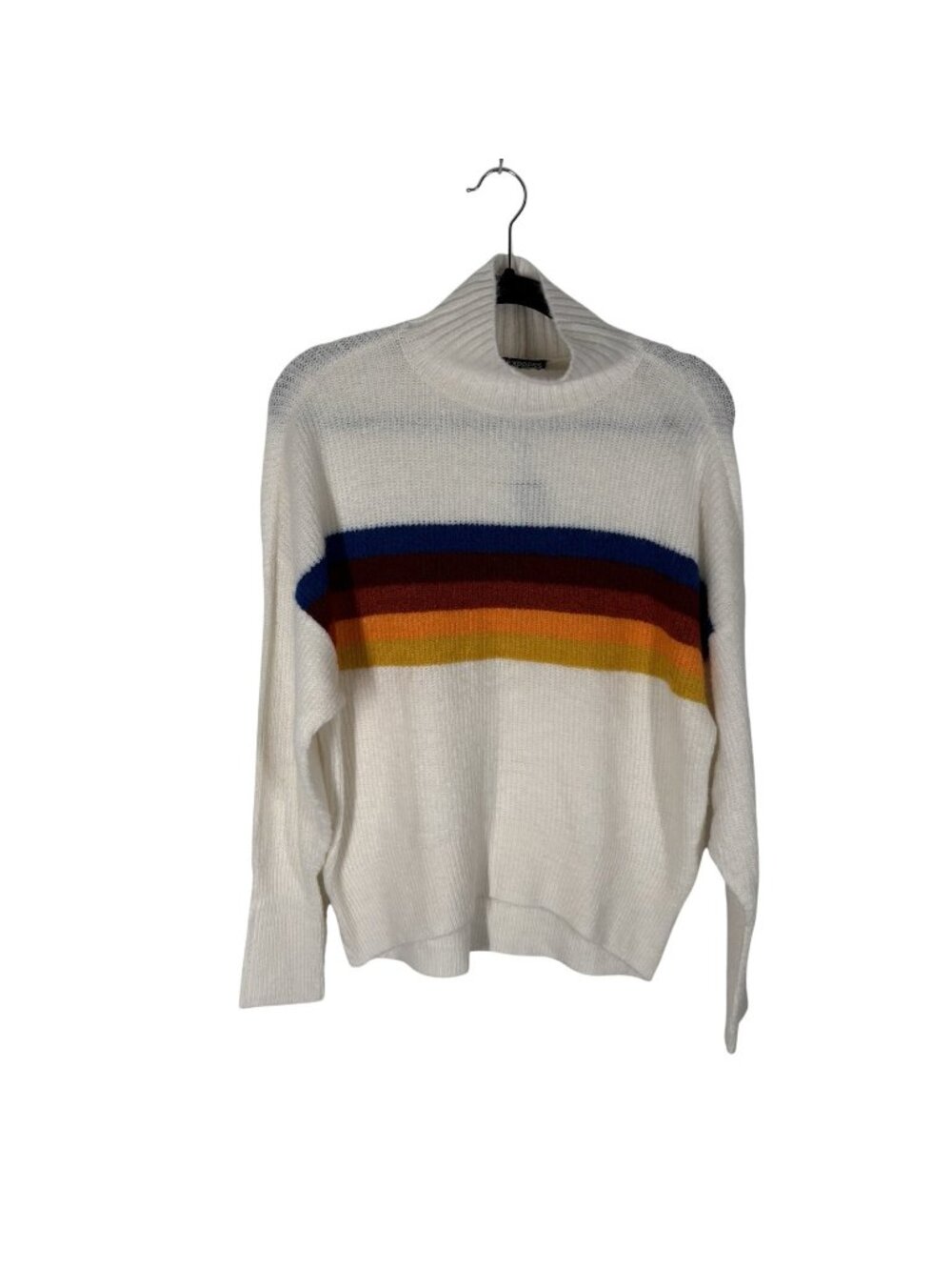 Express Women Size XS Retro Rainbow Stripe Mock Turtleneck Sweater NWT - Picture 3 of 11